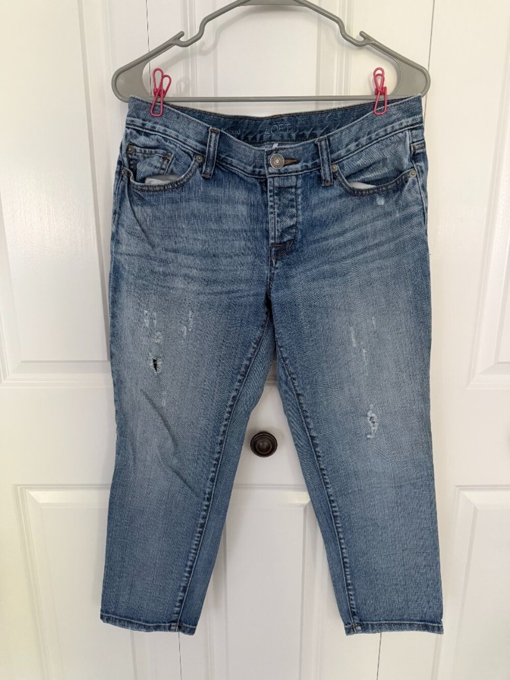 LOFT Distressed Washed Boyfriend Jeans - Size 8 Petite